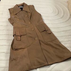 Beautiful 💯 Leather Button Down Vintage  Dress Made in Italy